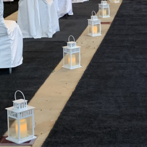 White Lanterns11" height, with LED flickering pillar candle$8