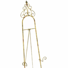 Easel  Parisian style gold25lb capacity, adjustable brackets fit up to 3" depth art53" h x 16.25" w  x 18.4" d$15