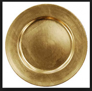 Charger Plate -gold13" diameter, acrylic$0.90 ea.